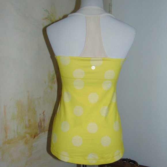lululemon Yellow & White Polkadot Yoga Tank Top M - Picture 3 of 7